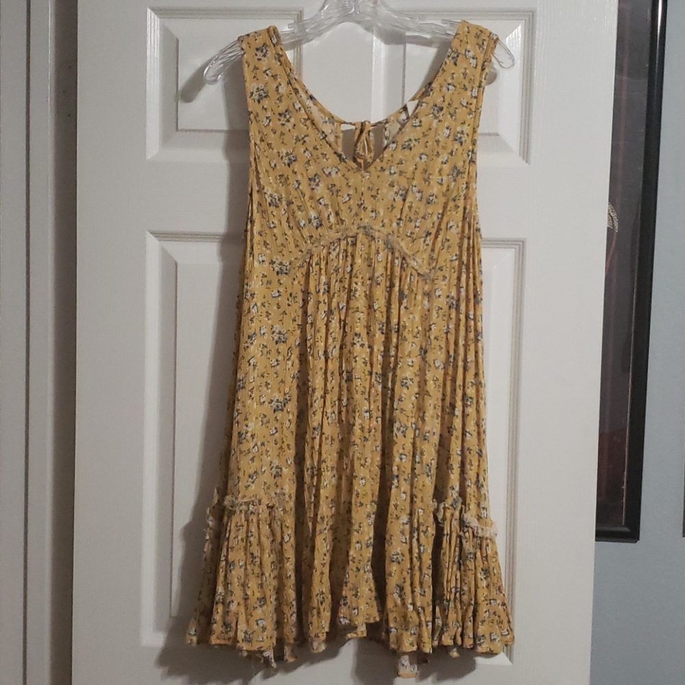 Three Bird Nest boho mini dress yellow